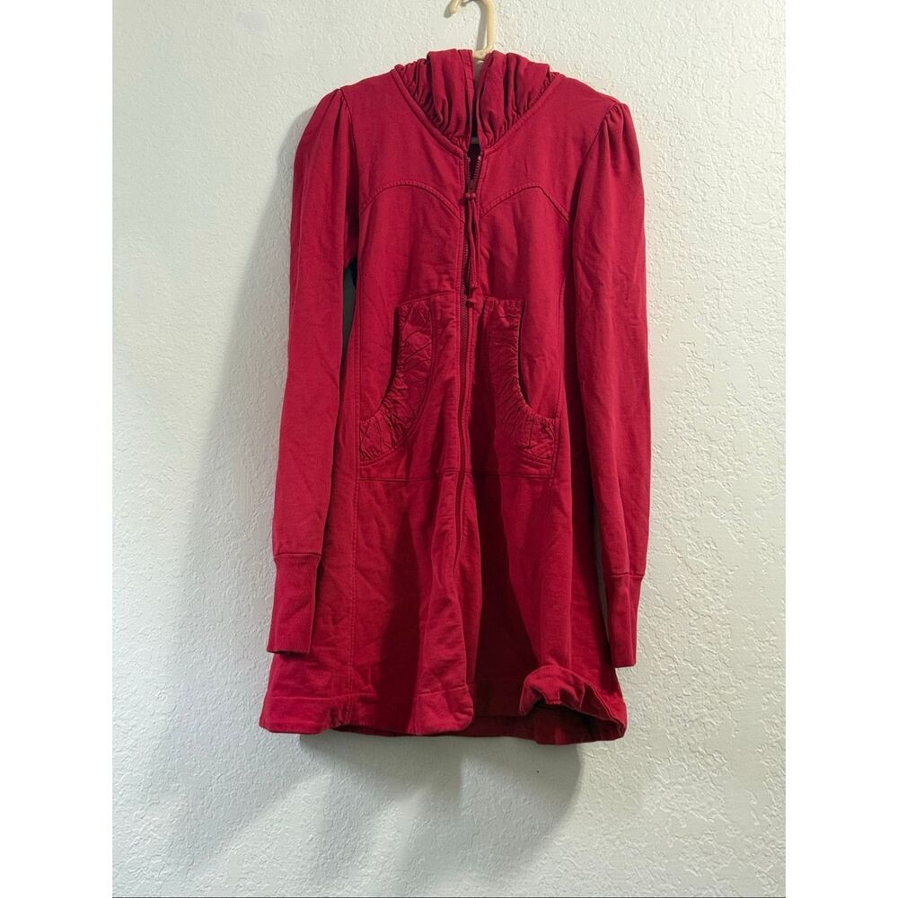 Prairie Underground Red Long Cloak Hoodie Sweater Jacket M Longline Cottagecore - Picture 2 of 5